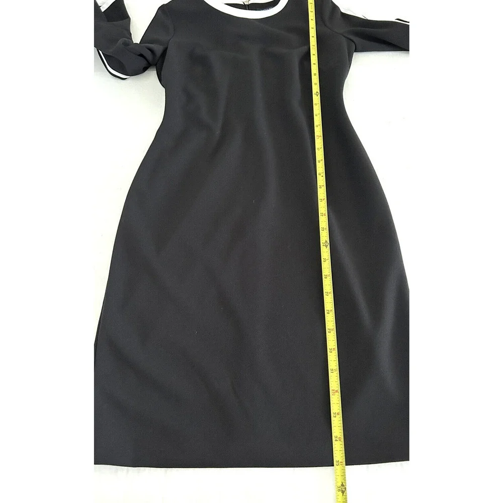 Tommy Hilfiger | Women's Black Sheath Crew Neck Back Zip Dress Size 2 - Picture 6 of 8